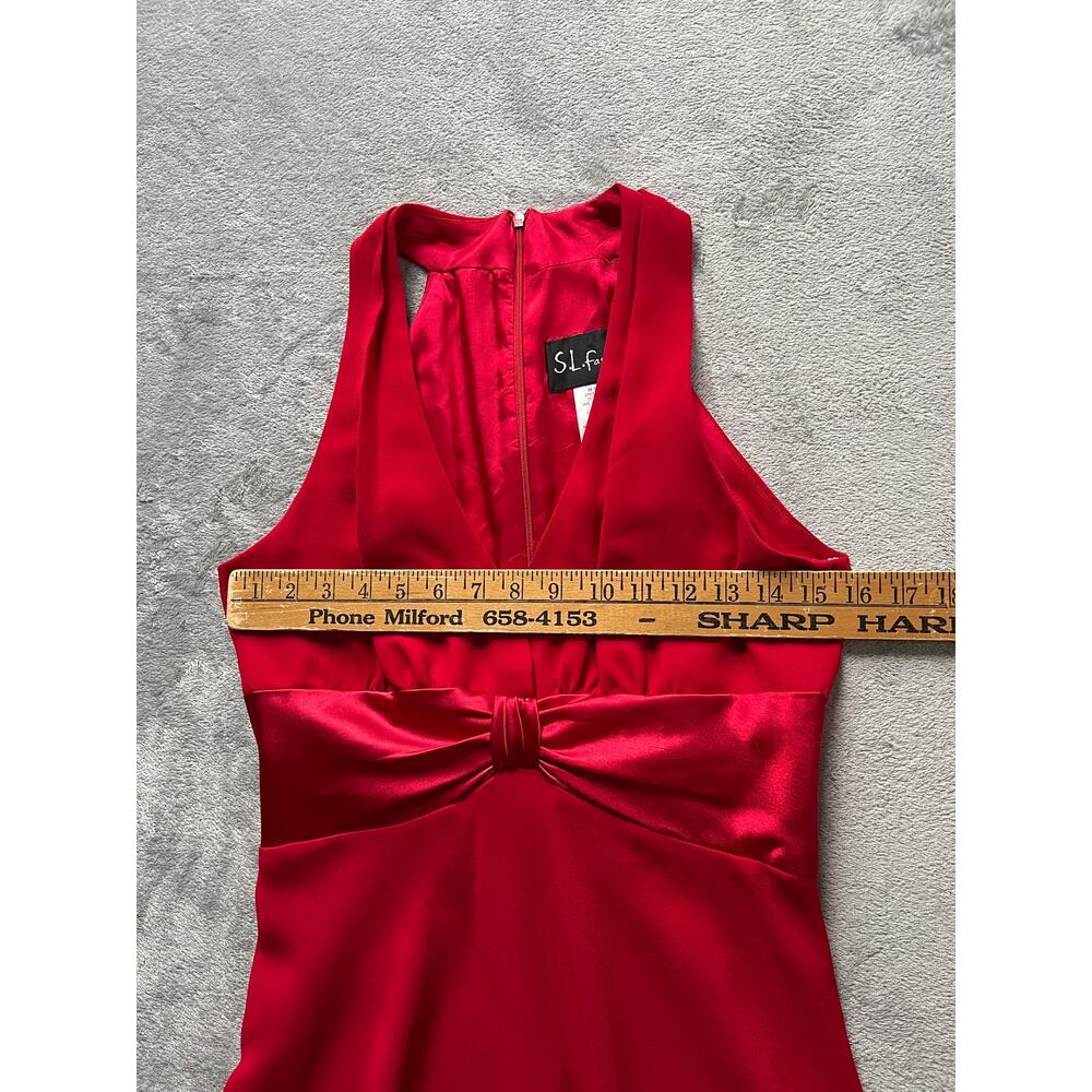 Vintage Y2K Red‎ Empire Waist Cocktail Dress 8 Vamp Vixen Whimsigoth Babydoll - Picture 9 of 13